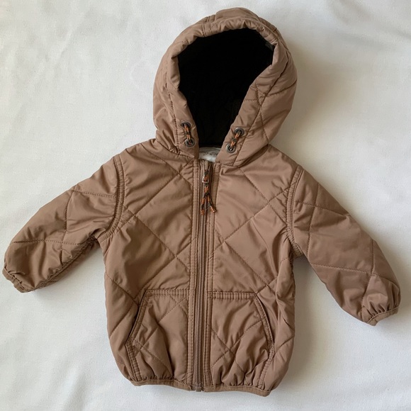 Starting Out Other - Starting Out Toddler Brown Hooded Puff Zip Up Jacket Size 9M